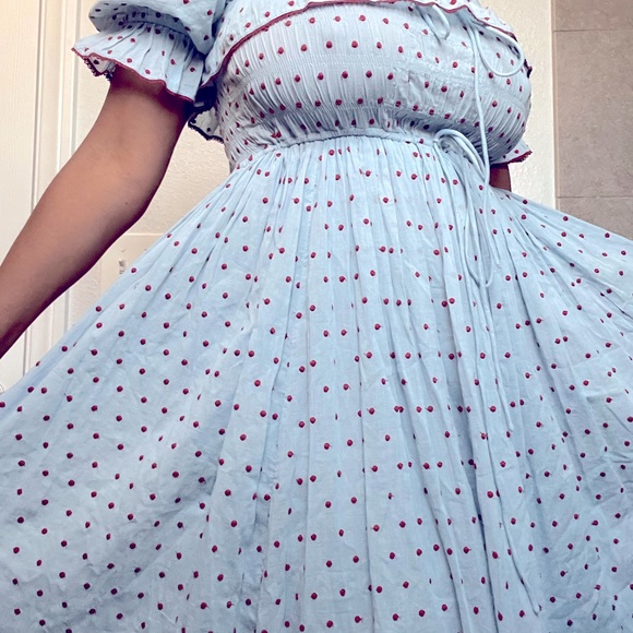 DÔEN
+ NET SUSTAIN Sol shirred Swiss-dot organic cotton-voile maxi dress - Picture 5 of 13